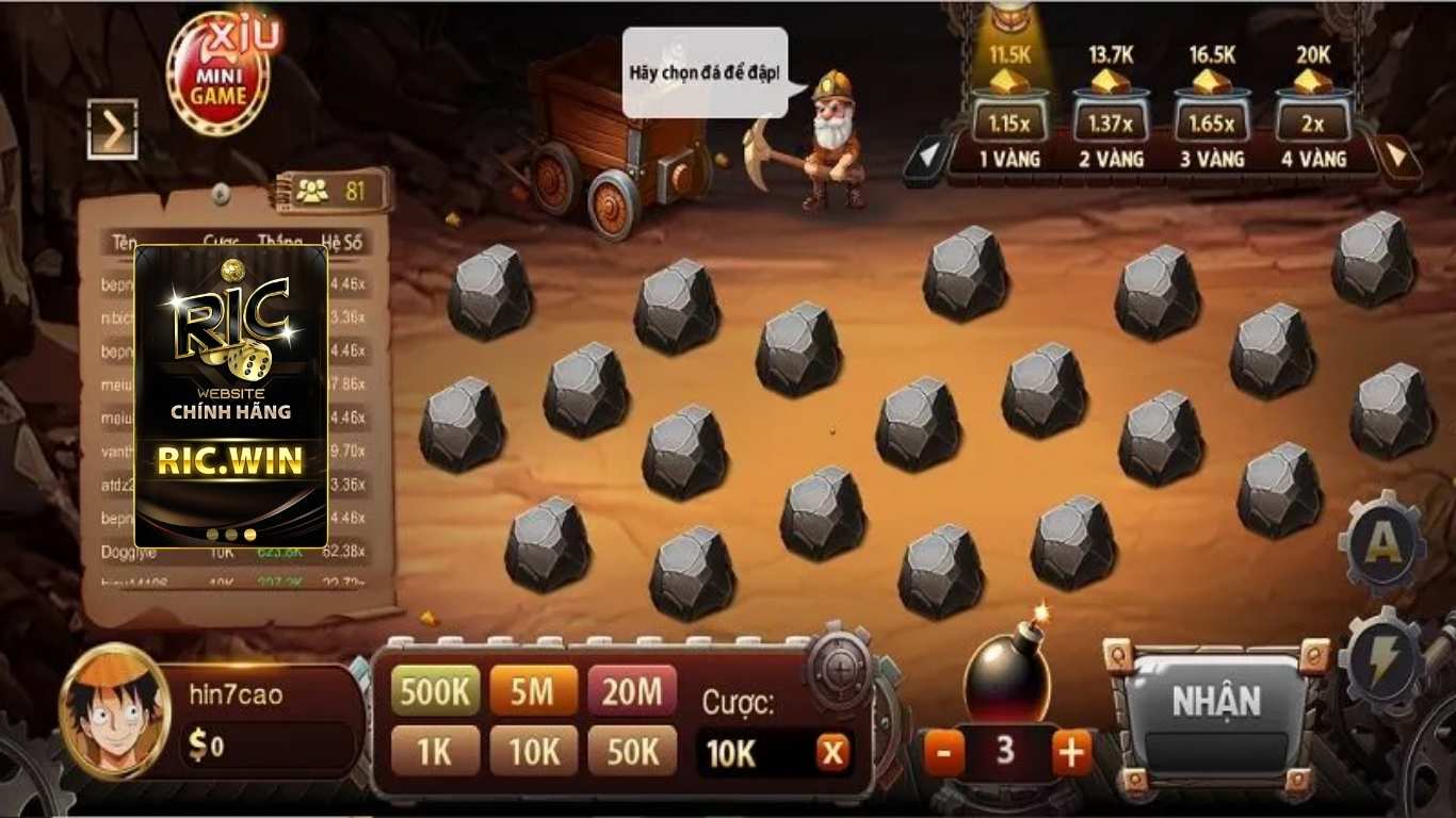 Các bước tham gia chơi game đào vàng Ricwin mới nhất Các bước tham gia chơi game đào vàng Ricwin mới nhất